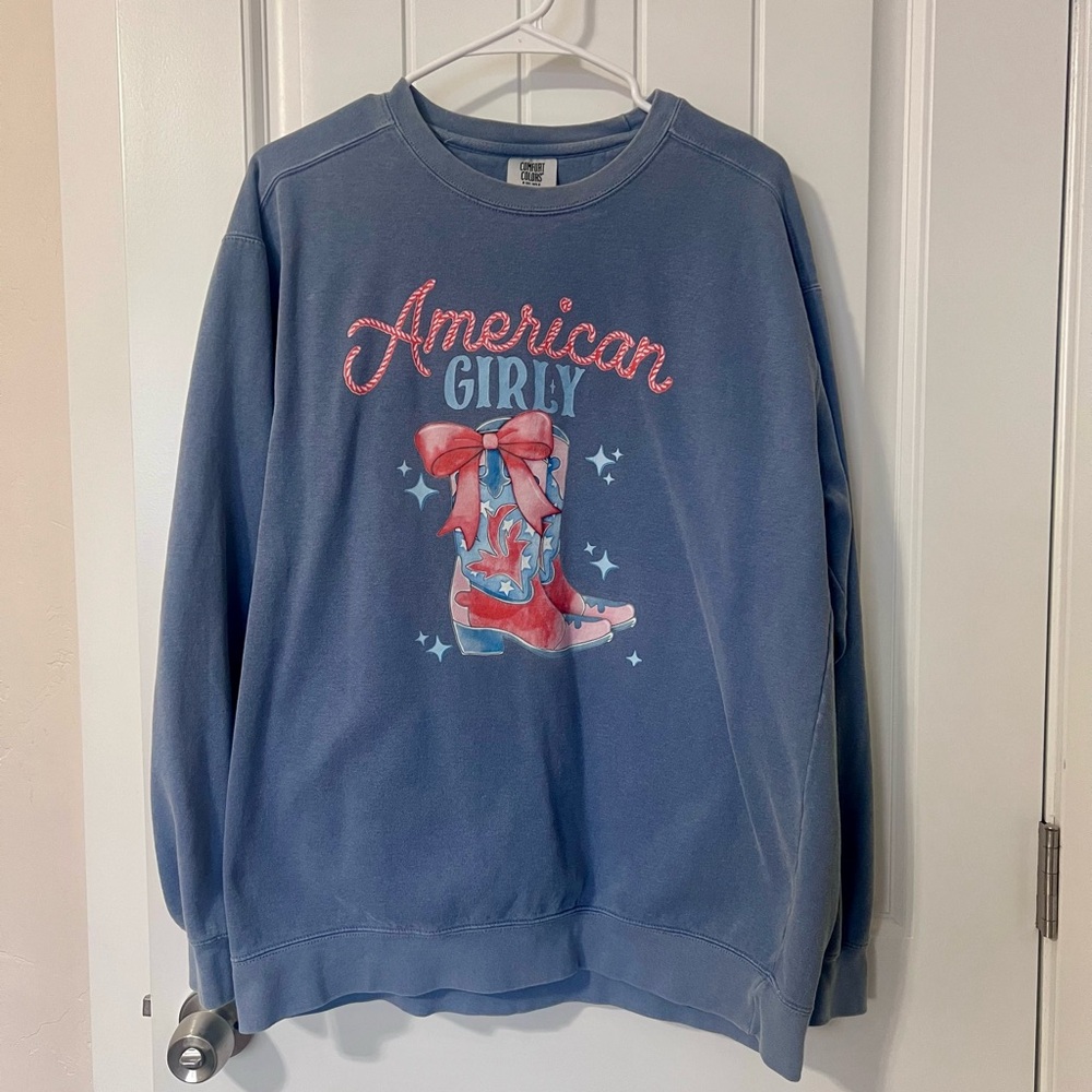 American Girly Blue Crewneck Sweater